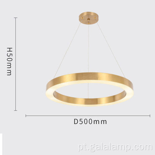 Lustre LED moderno de 3 anéis dourado